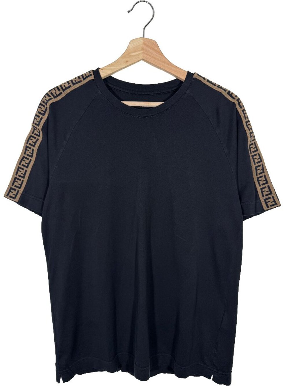 Fendi Double F Multi-logo taped Short Sleeve Crew T-shirt Black men's size IT M